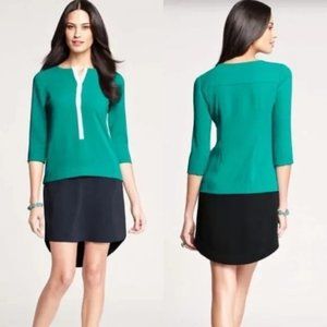 Ann Taylor Colorblock Green Navy Dress